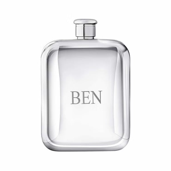 Fred Bennett Stainless Steel Brown Leather Hip Flask, Personalisation Available