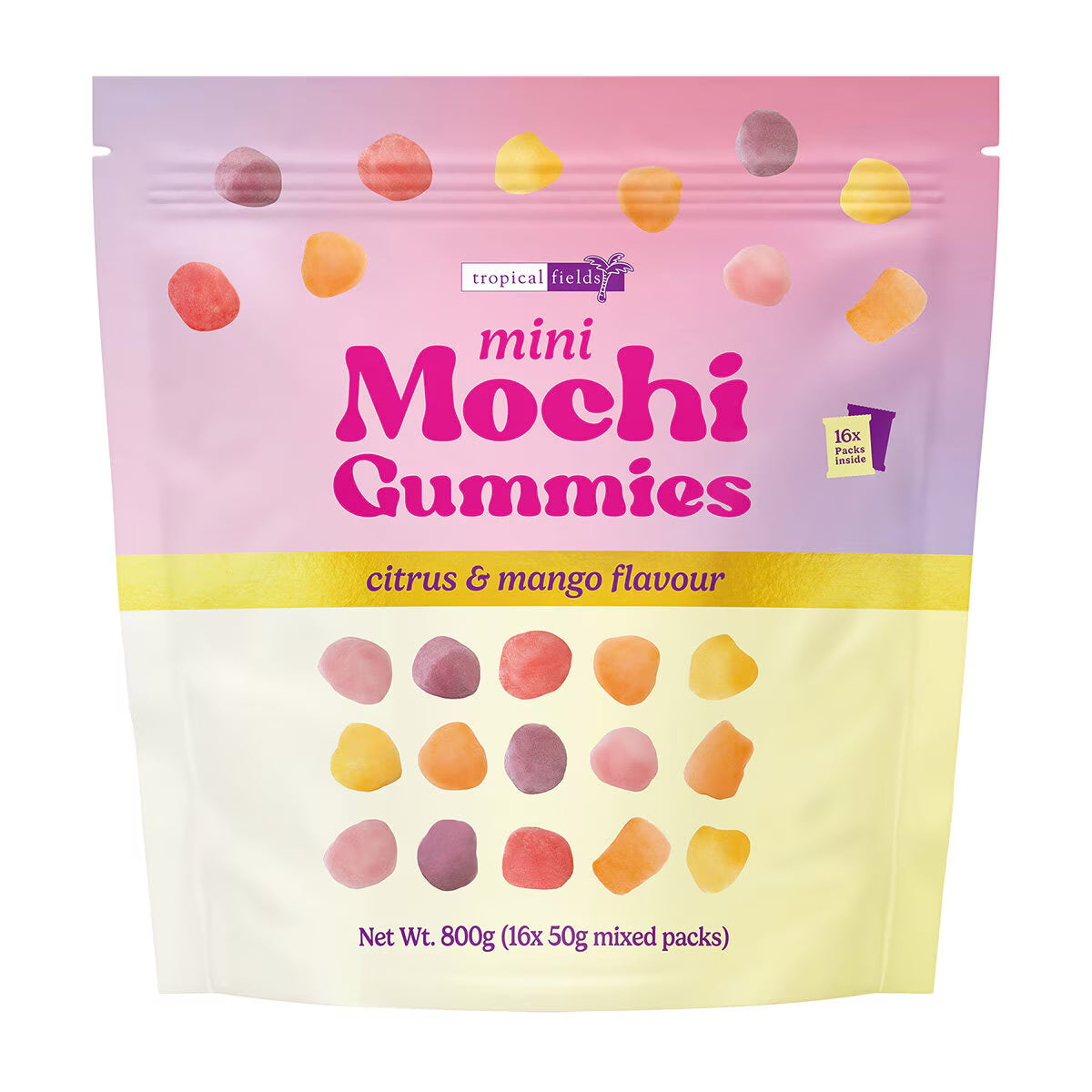 Tropical Fields Mini Mochi Gummies 800G, 16 X 50G