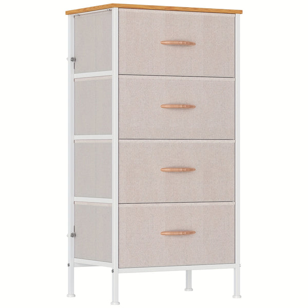 4-Drawer Chest Of Drawers with Metal Frame & MDF Wooden Top, Adjustable Feet, Anti-Tip Safety, Spacious Storage Unit for Bedroom Or Living Room (45x30x91cm/ 17.7x11.8x35.8inch)