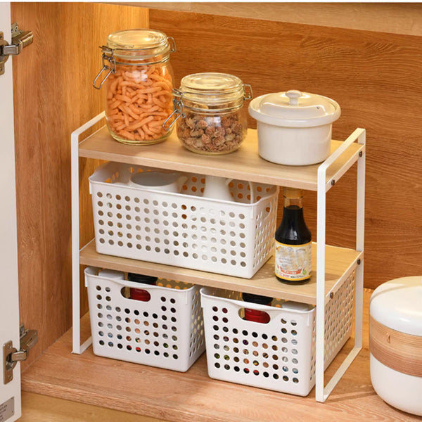 Cabinet Organizer Shelf, Kitchen Counter Shelves, Spice Rack, Stackable Kitchen Shelves Organizer, Pantry Cupboard Dish Mug Cup Storage Shelf, Black and Brown