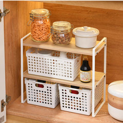 Cabinet Organizer Shelf, Kitchen Counter Shelves, Spice Rack, Stackable Kitchen Shelves Organizer, Pantry Cupboard Dish Mug Cup Storage Shelf, Black and Brown