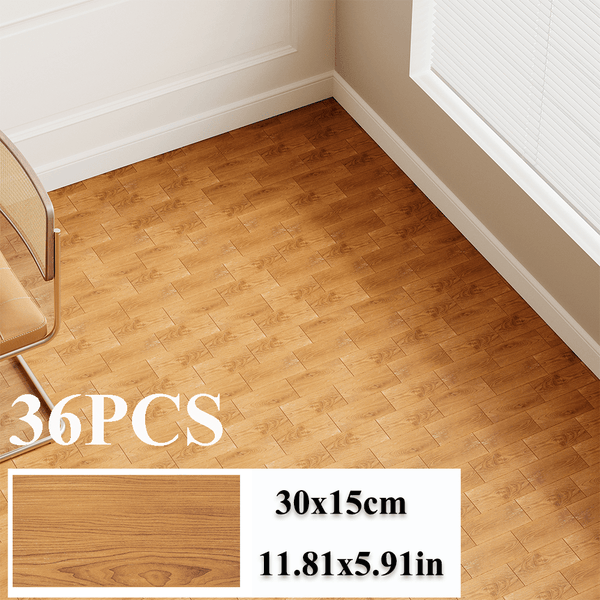 36-Pack High-Quality Self Adhesive Floor Tiles, 15x30cm Peel and Stick SPC Vinyl Planks for Kitchen, Bathroom, Bedroom & Living Room, Realistic Stone/ Wood Look Efffect Waterproof PVC Flooring, Easy DIY Installation