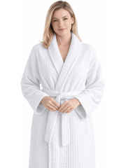 Luxury Waffle Bathrobe for Men and Women 100% Cotton Lightweight Hotel Quality Unisex Dressing Gown Spa Bathrobes