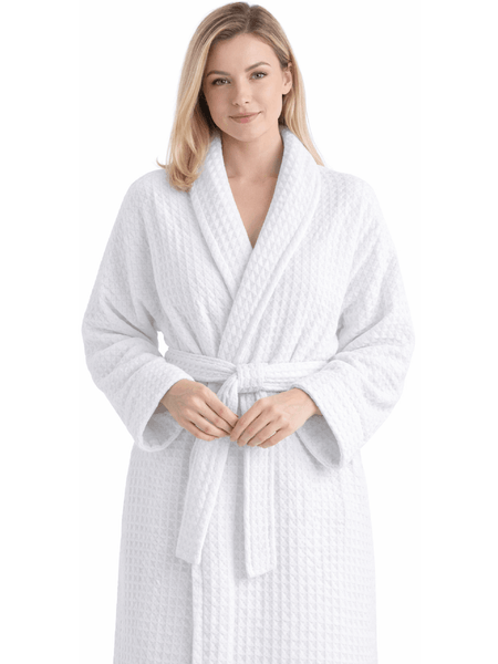 Luxury Waffle Bathrobe for Men and Women 100% Cotton Lightweight Hotel Quality Unisex Dressing Gown Spa Bathrobes