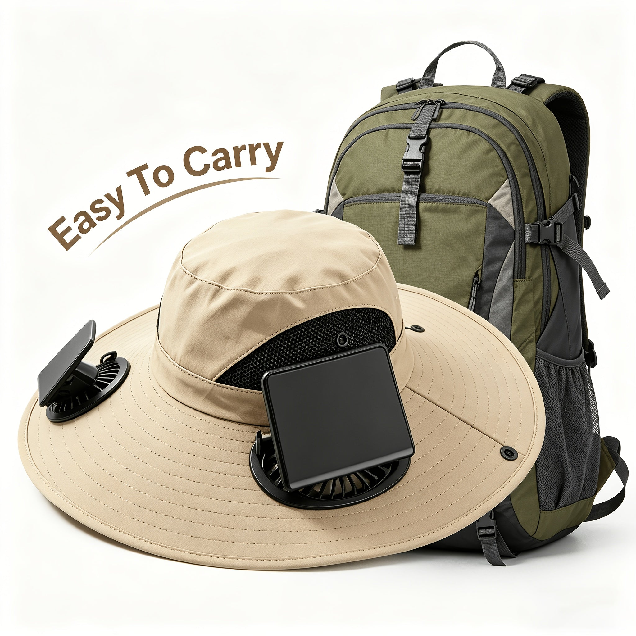 Breathable Wide Brim Fan Hat, Solar Powered Dual Fans, USB Charging, Outdoor Cooling Fisherman Hat for Summer Activities