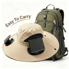 Breathable Wide Brim Fan Hat, Solar Powered Dual Fans, USB Charging, Outdoor Cooling Fisherman Hat for Summer Activities