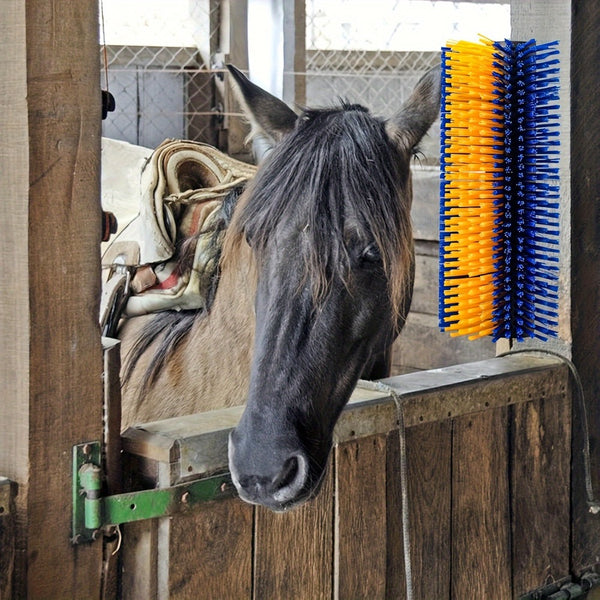 Horse Grooming Brush, Massage & Cleaning Brush with Plastic Horsehair, for Horses Cattle Goats Sheep Pigs