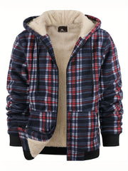 Jacket for Men Heavyweight Fleece Hoodies Thick Sherpa Lined Flannel Plaid Shirt Jacket