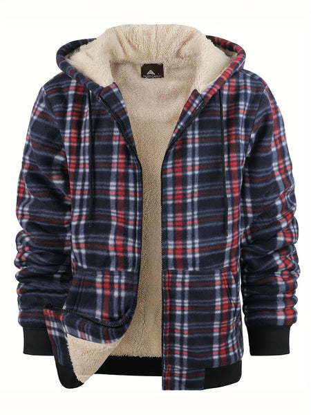Jacket for Men Heavyweight Fleece Hoodies Thick Sherpa Lined Flannel Plaid Shirt Jacket