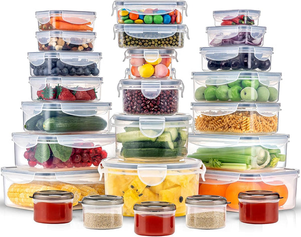 KUMD 10 Pack Fridge Organisers, Stackable Fridge Storage Containers with Lids, Bpa-Free, Clear Fruit Storage Container for Fridge Organiser, Keep Food, Fruit, Vegetables Fresh
