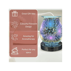 3D Firework & Lightning Effect Electric Wax Melt Burner Lamp – Aromatherapy Oil Burner, Fragrance Diffuser & Warmer for Home Décor, Bedroom & Living Room – Decorative 17cm Touch Lamp