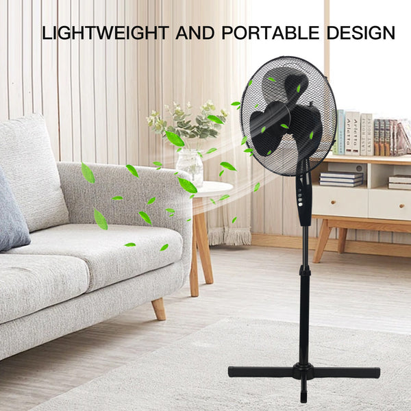 Max. 51.2inch Oscillating Pedestal Floor Fan Standing Air Cooling 3 Speed Cool Setting Electric Silent for Home, Office & Bedroom Living Room
