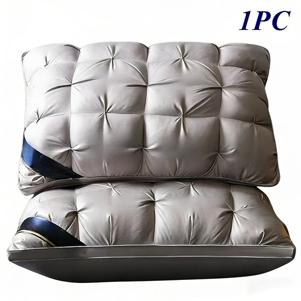 1/ 2pcs Queen Size Luxury Bed Pillows - Hypoallergenic Polyester Cover, Machine Washable All-Season Pillows for Deep Sleep, Contemporary White Design with Blue Accents - Perfect for Home, Gifts & Family Use, Elegant Bedding, Home Comfort