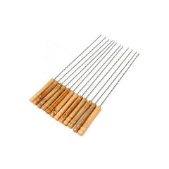 Mini 12pcs Reusable Stainless Steel Metal BBQ Skewers with Metal & Wooden Handle, Barbecue Sticks Brochettes Safe Grill Tools for BBQ, Family Gathering, Cocktail, Party Essential, Friends, Outdoor Kebab 29.5cm