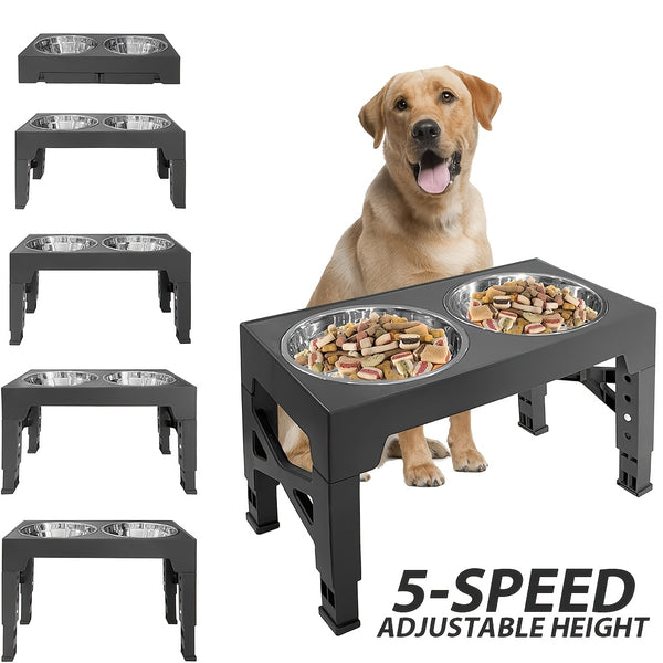 1SET Adjustable Height Pet Feeder Total of 5 Height Cat Bowl Dog Bowl with Two Detachable Stainless Steel Bowls for Dog Neck Protection Makes a Great Valentine'S Day Gift for Small, Medium And Large Dogs