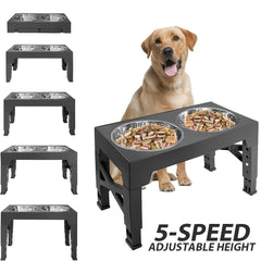 1SET Adjustable Height Pet Feeder Total of 5 Height Cat Bowl Dog Bowl with Two Detachable Stainless Steel Bowls for Dog Neck Protection Makes a Great Valentine'S Day Gift for Small, Medium And Large Dogs
