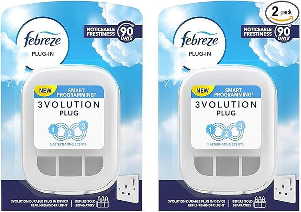 2 x Febreze 3volution Plug-In Air Freshener Device only, Electric Diffuser Unit Indoor Fragrance Release Device, Home & Office Plug Socket Freshening Accessory