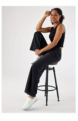' High Waisted Wide Jeans - Stretchy Pants with Multiple Pockets, -Washed - Casual Trousers for Jeanswear & Layering (Wide-Waisted Fit)