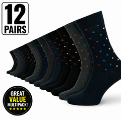 12 Pairs -Mens Cotton Rich Crew Socks | Honeycomb Comfortable Non-Tight Top Soft Breathable Stretch | Fit UK Size 6-11 | Everyday Casual Work Sports Running Gym Socks
