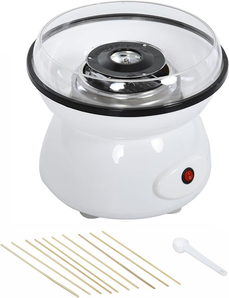 HOMCOM 450W Candy Floss Machine, Professional Automatic Cotton Candy Sweet Machine with Candyfloss Sticks, Spoon, Splash Guard, Non-Slip Base for Birthday Christmas Wedding Party, Funfair Style, White