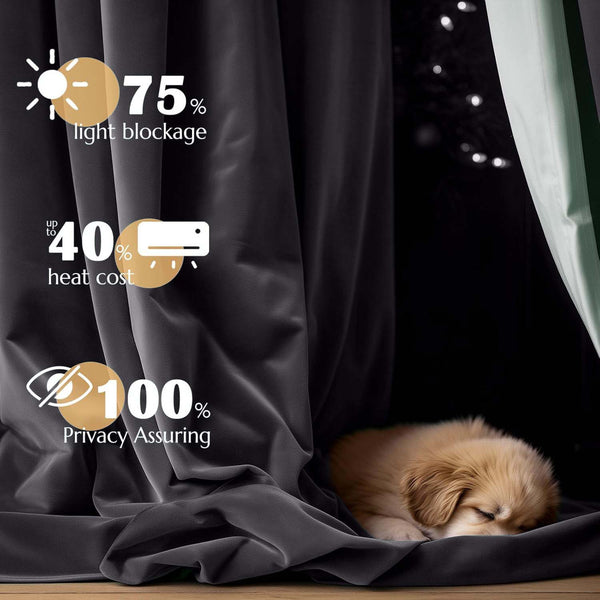 2pcs Premium Velvet Blackout Curtains – High-Quality Thermal Insulated Room Darkening Window Drapes, Light-Blocking Rod Pocket Curtains for Living Room Decor, Bedroom, Machine Washable Home Decorations