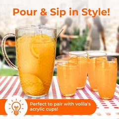 Clear Plastic Jugs 2 Litre - Plastic Jug with Lid and Vented Spout, Large Pitcher Jug for Picnics, BBQ, Cocktails, Indoor/Outdoor use, Water Jug
