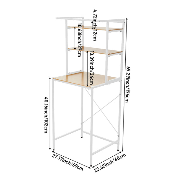 3-Tier Over Toilet Storage Rack, Freestanding Bathroom Laundry Organizer Shelf, Multi-Layer Storage Cabinet for Towels, Detergent, and Plants, White/Black