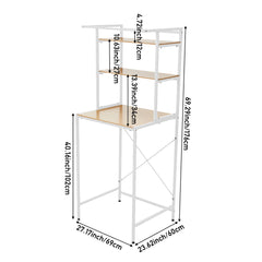 3-Tier Over Toilet Storage Rack, Freestanding Bathroom Laundry Organizer Shelf, Multi-Layer Storage Cabinet for Towels, Detergent, and Plants, White/Black