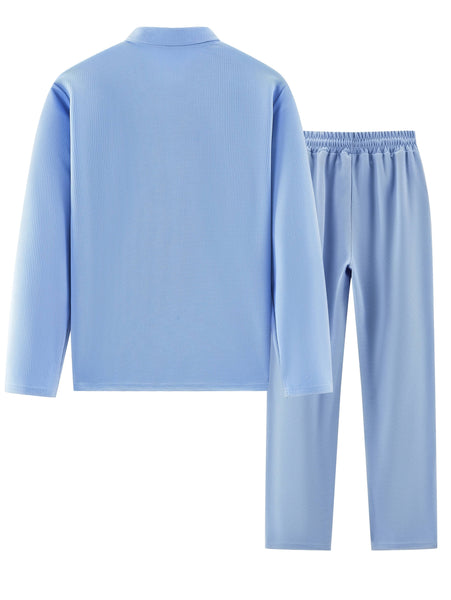Men's 2pcs Set: Long-Sleeve Shirt and Drawstring Pants - Clean, Comfortable, Breathable
