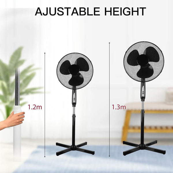 16inch Oscillating Pedestal Floor Fan Standing Air Cooling 3 Speed Cool Setting Electric Silent for Home, Office & Bedroom Living Room