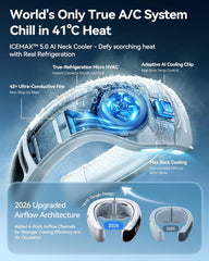 RANVOO AICE LITE MAX 2026 Real AC Cold Blast [No.1 Coolest & Most Durable] AI Neck Air Conditioner, Best Immersive Neck Cooler, 6000 Mah Rechargeable Neck Fan Blow Cold Air Gift for Mom Frosted Silver
