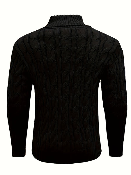 Men's Mature Business Sweater - New Autumn/Winter Lapel Ribbed Knitwear, Fashionable Solid Color Pullover, Suitable for Layering and Wearing Over Clothes