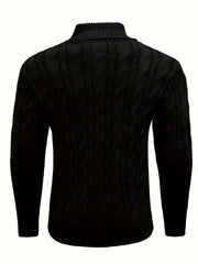 Men's Mature Business Sweater - New Autumn/Winter Lapel Ribbed Knitwear, Fashionable Solid Color Pullover, Suitable for Layering and Wearing Over Clothes