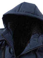 Winter Plush Jacket Thick Warm Jacket Hooded Jacket Casual Outdoor Jacket Solid Color Zipper with Plush Thickening