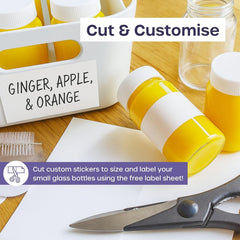 Shot Bottles with Lids - Reusable Glass Shot Bottles with Lids, Funnel, Labels, Shrink Wrap, Cleaning Brush and Extra Foam Insert - Portable and Leakproof