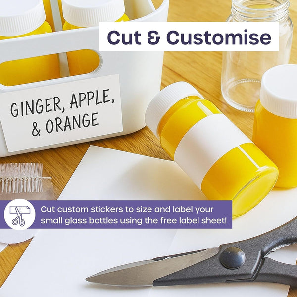 Shot Bottles with Lids - Reusable Glass Shot Bottles with Lids, Funnel, Labels, Shrink Wrap, Cleaning Brush and Extra Foam Insert - Portable and Leakproof