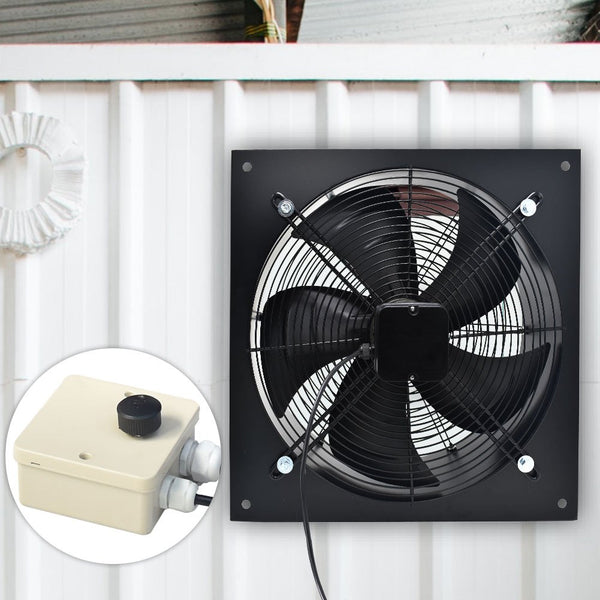 1pc 300mm Humidity Control Quiet Bathroom Kitchen Extractor Fan L37xW37CM inch Shower Wall or Ceiling Mounted Ventilation for Ducting Quiet Toilet Exhaust Fan with Governor Switch