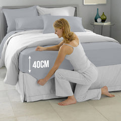 40cm Extra Deep Fitted Sheet – Solid Color Deep Pocket Sheet, Soft & Breathable Microfiber Bedding, All Seasons, Hotel-Quality, Machine Washable, Single, Double, King & Super King Sizes