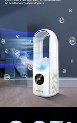 Leafless Portable Air Conditioner Fan, Safe And Hassle-Free with Bladeless Design, Six-Speed Quiet Cool Fan, 1-6 Hour Timer Shutoff, Built-In Humidification Function, Water And Ice Compatible, Suitable for Bedroom, Room, Office, Tent