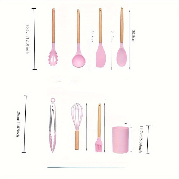 12pcs Silicone Kitchen Utensil Set- Non-Stick, Heat Resistant Cooking Tools& Baking Supplies
