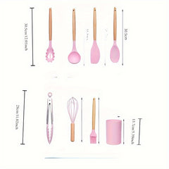 12pcs Silicone Kitchen Utensil Set- Non-Stick, Heat Resistant Cooking Tools& Baking Supplies