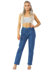 MYT Womens Side Elastic Waist Jeans Ladies Straight Leg Regular Fit Denim Size 10-24
