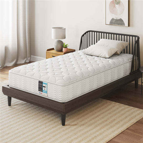 Costoffs Single/Double Bed Mattress Medium Firm Pocket Coil Spring Mattress, Vacuum Packed, Fabric Encased Coil, Bedroom Furniture, 90x190cm/130x190cm, Grey/White