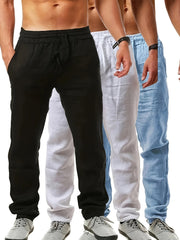 3pcs Solid Pants for Men, Trendy Casual Trousers for Males