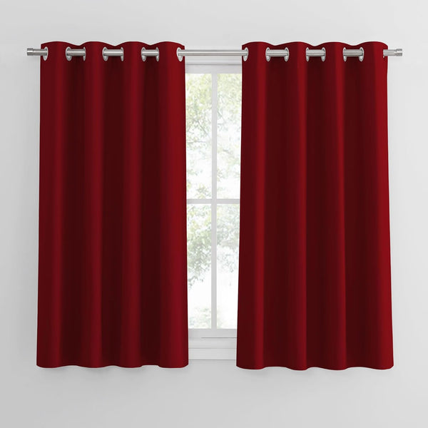 PONY DANCE Grey Blackout Thermal Insulated Curtains for Bedroom, 46 X 54 Inch Short Eyelet Curtains & Drapes, Soft Black Out 2 Panels for Window Living Room/Kitchen