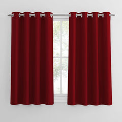PONY DANCE Grey Blackout Thermal Insulated Curtains for Bedroom, 46 X 54 Inch Short Eyelet Curtains & Drapes, Soft Black Out 2 Panels for Window Living Room/Kitchen