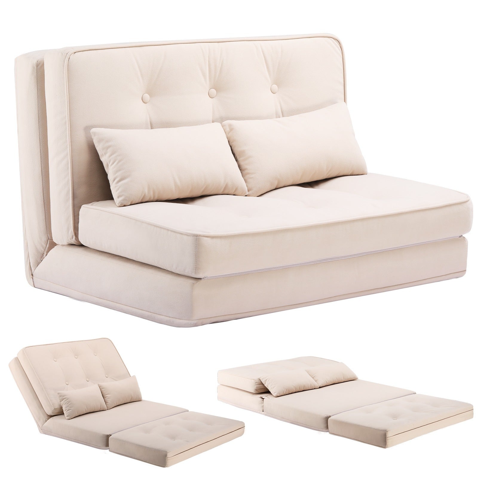 Folding Sofa Bed Adjustable Lazy Tatami Sofa Convertible Floor Couch 5 Levels Adjustable Backrest Lounge Chaise for Living Room Bedroom Guest Room