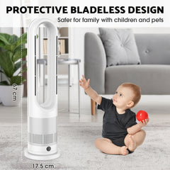 Bladeless Tower Fan for Bedroom Home Office, Quiet Oscillating Cooling Fan with Remote Control, 8 Speeds Pedestal Fan, 80° Wide Angle Air Circulator, 8H Timer LED Display, Safe for Kids And Pets