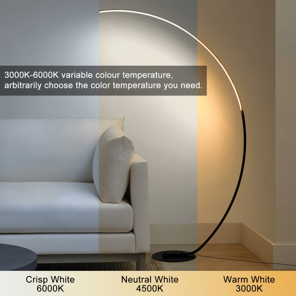 165.1 cm Arched Standing Floor Lamp with Remote - Dimmable Modern Reading Floor Lamps LED Color Changing Curved Ambient Lighting for Bedroom And Living Room