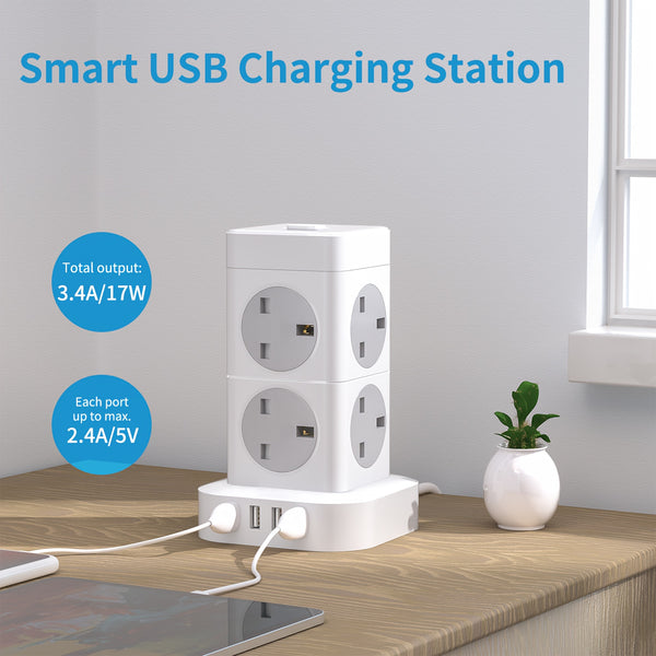 Cube Extension Lead with 8Outlets Power Stirps with 5 M Cable 4 USB